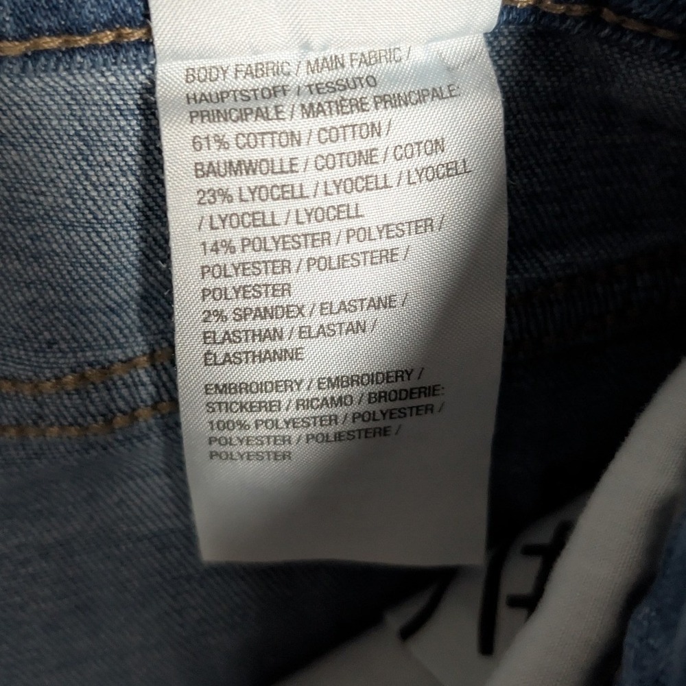 LOGO Lori Goldstein Jeans Womens 12 Blue Embroidered Boho Denim Floral - Picture 3 of 9
